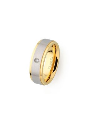 XENOX Ring - 56 Edelstahl, Edelstahl vergoldet, Zirkonia roségold