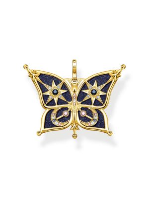 Thomas Sabo Anhänger - Schmetterling Stern & Mond - PE929-963-7 925 Silber vergoldet, Zirkonia schwarz