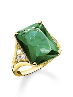 Thomas Sabo Ring - 52 925 Silber vergoldet, Zirkonia grün