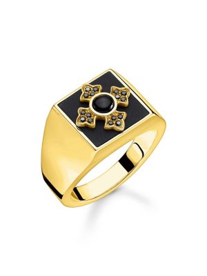 Thomas Sabo Ring - 62 925 Silber vergoldet, Onyx, Zirkonia gold