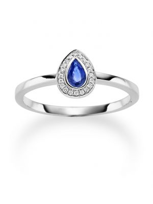 ELLA Juwelen Ring - 58 585 Gold, Diamant, Edelstein blau