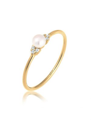 Ring Verlobung Perle Diamant (0.03 Ct.) 585 Gelbgold DIAMONDS Gold
