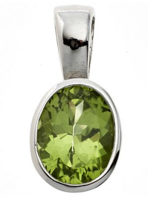 SIGO Anhänger oval 925 Sterling Silber rhodiniert 1 Peridot grün