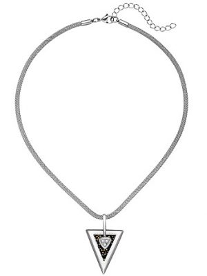 SIGO Kette mit Anhänger Dreieck Edelstahl 3 Zirkonia und SWAROVSKI® ELEMENTS 47 cm