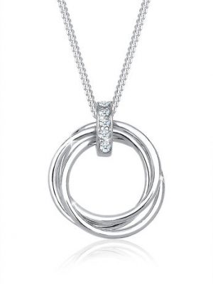 Elli DIAMONDS Halskette Kreis Trio Diamant (0.025 Ct.) 925 Silber, Weiß, 45 cm