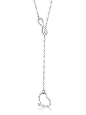 Elli DIAMONDS Halskette Y-Kette Herz Infinity Diamant (0.015Ct) Silber, 45 cm