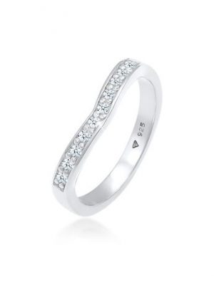 Elli DIAMONDS Ring Diamanten (0.15 Ct) V-Form Verlobung 925 Silber, Silber