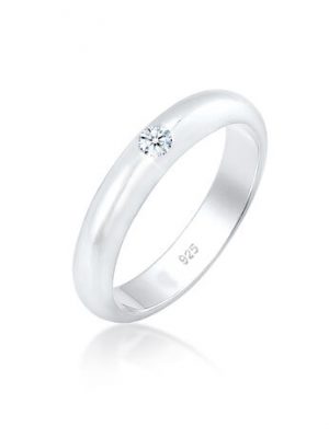 Elli DIAMONDS Ring Solitär Verlobung Diamant (0.06 Ct.) 925Er Silber, Silber