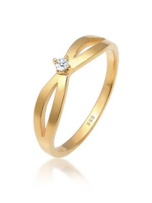 Elli DIAMONDS Ring Verlobung Vintage Diamant (0.03 Ct.) 585 Gelbgold, Gold