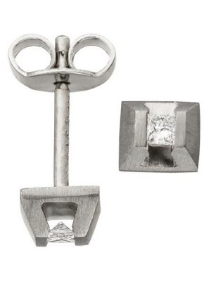 JOBO Paar Ohrstecker "Eckige Ohrringe mit Diamanten", 950 Platin matt