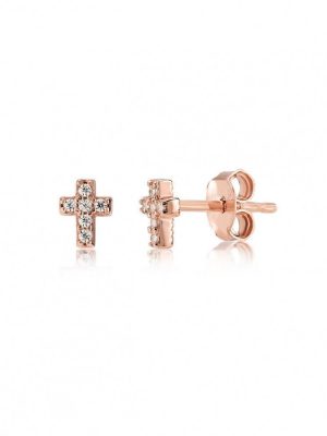 Kurshuni Ohrstecker - Cross - KR427-3 925 Silber, Zirkonia silber