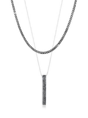 Kuzzoi Halskette Herren Layer Panzerkette Barren Stab 925 Silber, 50 cm