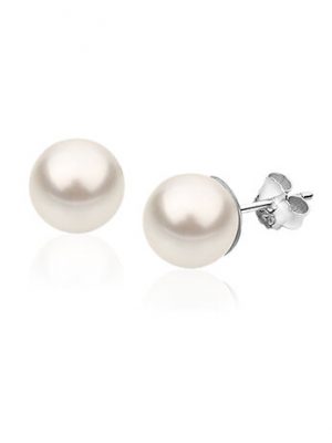 Nenalina Ohrringe Klassisch Perle Kristalle 925 Silber, Weiß, Weiß