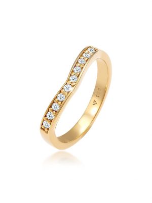 Ring Diamanten (0.15 Ct) V-Form Verlobung 925 Silber DIAMONDS Gold