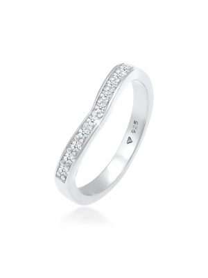 Ring Diamanten (0.15 Ct) V-Form Verlobung 925 Silber DIAMONDS Silber