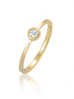 Ring Verlobung Solitär Diamant 0.06 Ct. 585 Gelbgold DIAMONDS Weiß