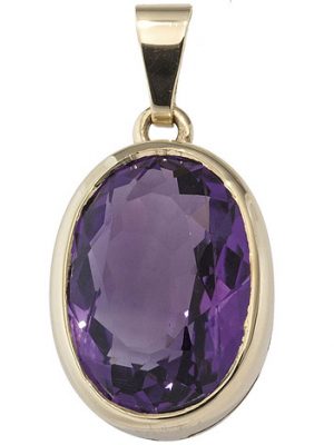 SIGO Anhänger oval 585 Gold Gelbgold 1 Amethyst violett lila Goldanhänger