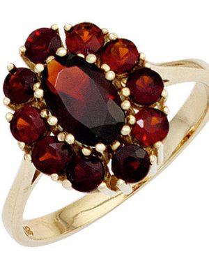 SIGO Damen Ring 375 Gold Gelbgold 11 Granate rot Goldring