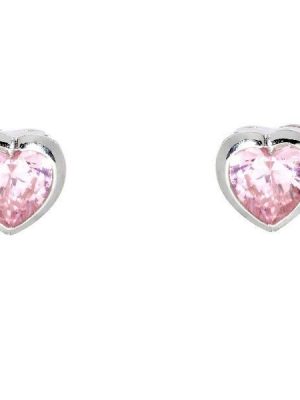 Schneider Basic Ohrstecker - Silber - Herz Rosa - SK14 rosa