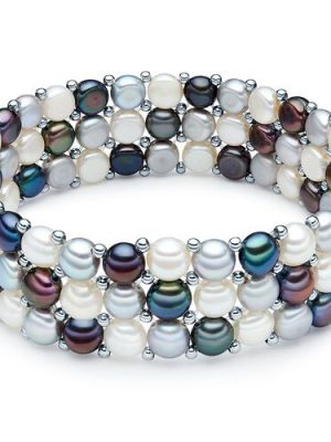 Valero Pearls Damen Armband Silber Süßwasser-Zuchtperle 14,0 cm 22,0 cm