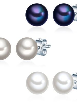 Valero Pearls Perlen-Ohrstecker Sterling Silber Süßwasser-Zuchtperlen, pfauenblau, 6.0 mm
