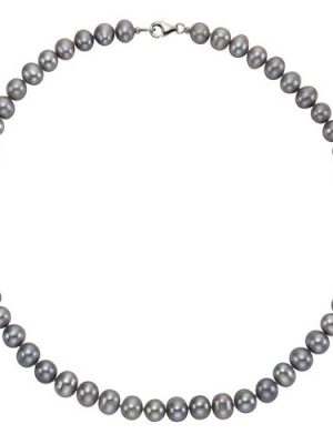 ZEEme Pearls Damen Collier 925/- Sterling Silber 45cm, grau, 45cm