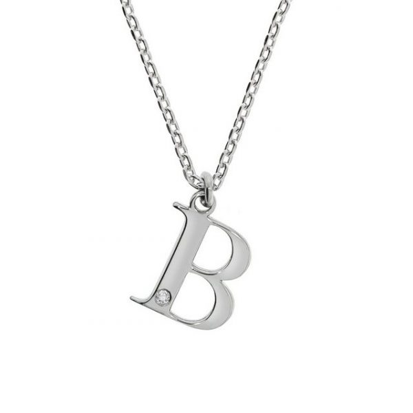 Diamonds by Ellen K. Kette mit Anhänger "925/- Sterling Silber Diamant 0,008ct. Buchstabe B" (Set, 2-tlg)