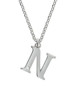 Diamonds by Ellen K. Kette mit Anhänger "925/- Sterling Silber Diamant 0,008ct. Buchstabe N" (Set, 2-tlg)