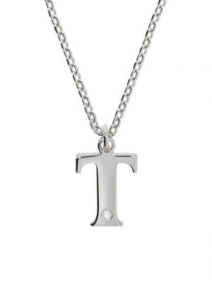 Diamonds by Ellen K. Panzerkette "925/- Sterling Silber Diamant 0,008ct. Buchstabe T", Anhänger mit Kette