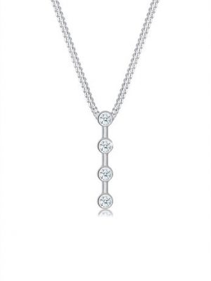 Elli DIAMONDS Halskette Basic Stab Geo Kreis Diamant (0.06 Ct.) 925 Silber, 45 cm
