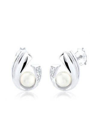 Elli DIAMONDS Ohrringe Süßwasserzuchtperle Diamant 0.03 Ct. 925 Silber, Weiß