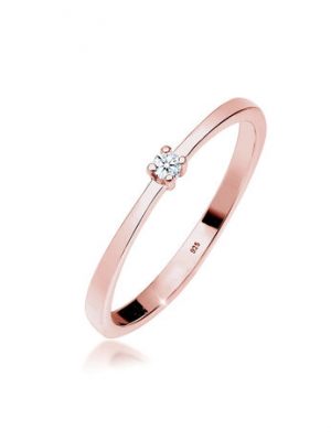 Elli DIAMONDS Ring Verlobung Solitär Diamant (0.03 ct.) 925 Silber, Rosegold, Rosegold