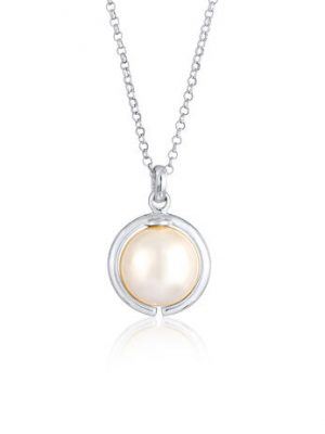 Elli Halskette Synthetische Perle Rund Klassik 925 Silber, 50 cm