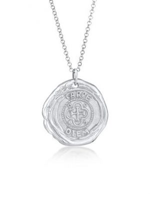 Kuzzoi Halskette Herren Antike Münze Rund Coin Kreuz 925 Silber, 60 cm