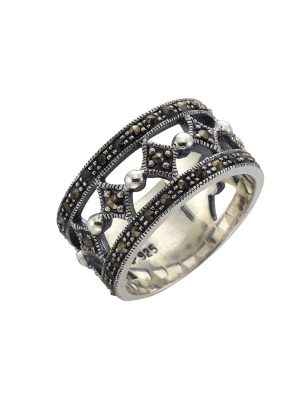 Ring 925/- Sterling Silber Markasit schwarz Geschwärzt ZEEme schwarz