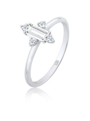 Ring Verlobung Edel Topas Diamant (0.06 Ct.) 925 Silber DIAMONDS Silber