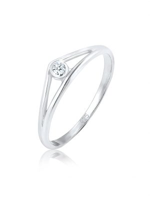 Ring Verlobungsring Geo Diamant (0.03 Ct.) 925 Silber DIAMONDS Silber