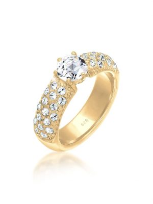 Ring Verlobungsring Kristalle 925 Silber Elli Premium Gold