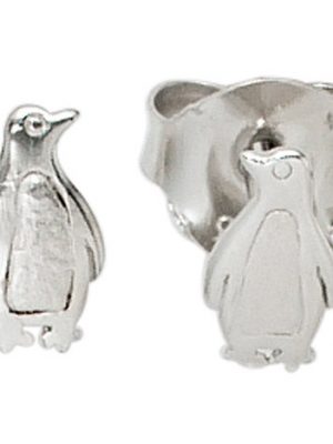 SIGO Kinder Ohrstecker Pinguin 925 Sterling Silber mattiert Ohrringe Kinderohrringe