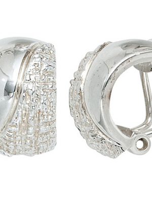 SIGO Ohrclips 925 Sterling Silber rhodiniert gehämmert Ohrringe Clips