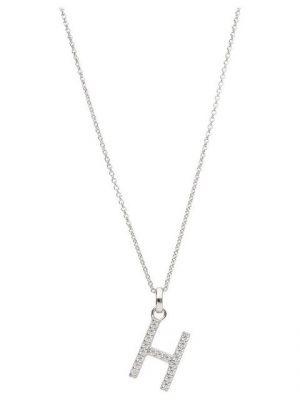 Smart Jewel Kette mit Anhänger "Buchstabe H mit Zirkonia Steine, Silber 925"