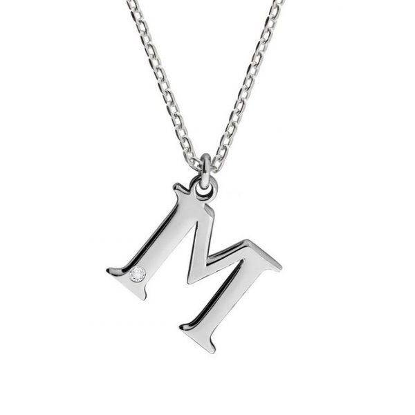 Diamonds by Ellen K. Silberkette "925/- Sterling Silber Diamant 0,008ct. Buchstabe M" (1-tlg), Anhänger mit Kette