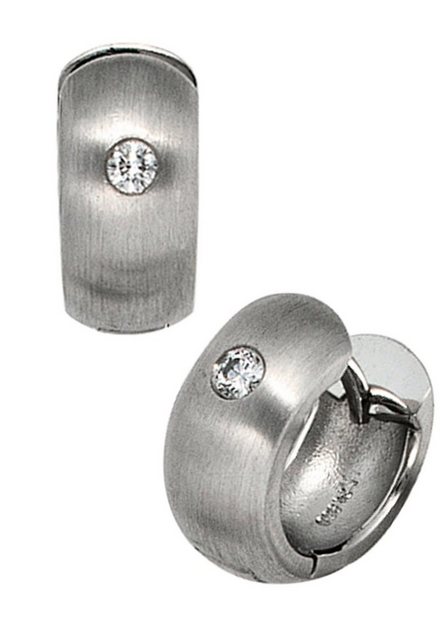 JOBO Paar Creolen "Breite Ohrringe mit Diamanten", 950 Platin