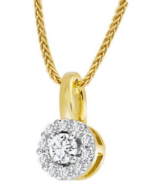 Moncara Damen Kette mit Diamant-Anhänger, 375er Gelbgold 11 Diamanten, Gold