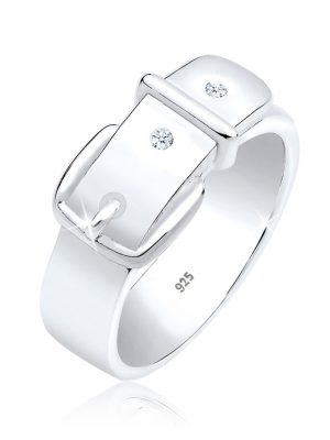 Ring Gürtel Symbol Diamant 0.03 Ct. 925 Sterling Silber DIAMONDS Weiß
