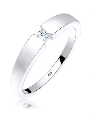 Ring Klassisch Bandring Diamant 0.06 Ct. 925 Silber DIAMONDS Weiß