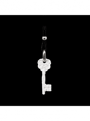 Halskette Schlüssel Mit hochwertigen Kristallsteinen Kaiser Porzellan Weiß