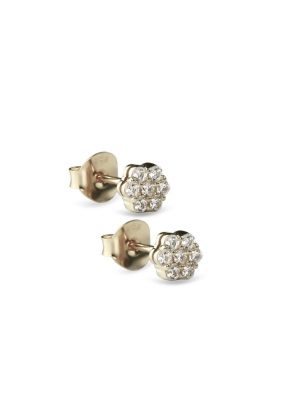 Jeberg Ohrstecker - Dahlia Flower Pavé - 50305 925 Silber vergoldet, Zirkonia gold