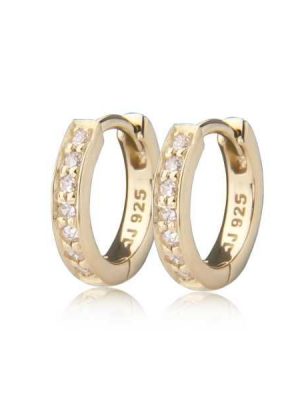Jeberg Ohrstecker - Love Eye Mini Huggies Gold White CZ - 5730 925 Silber vergoldet, Zirkonia gold