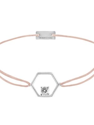 Momentoss Filo Armband - Hexagon - 21205353 925 Silber, Textil, Zirkonia beige